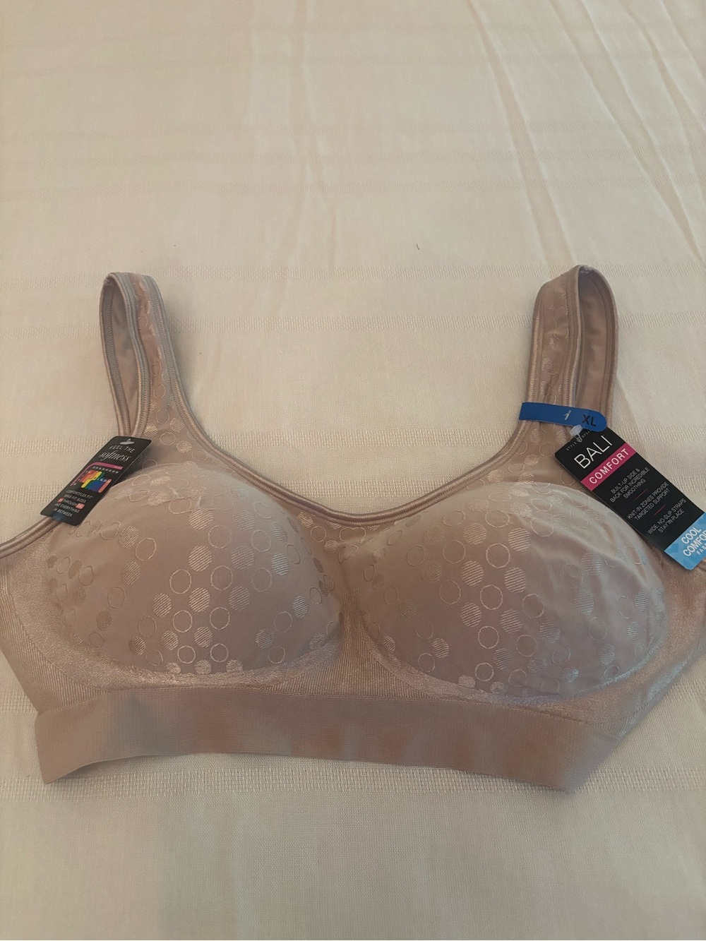 Bali Wireless Comfort Bra - Taupe Dot Jacquard XL